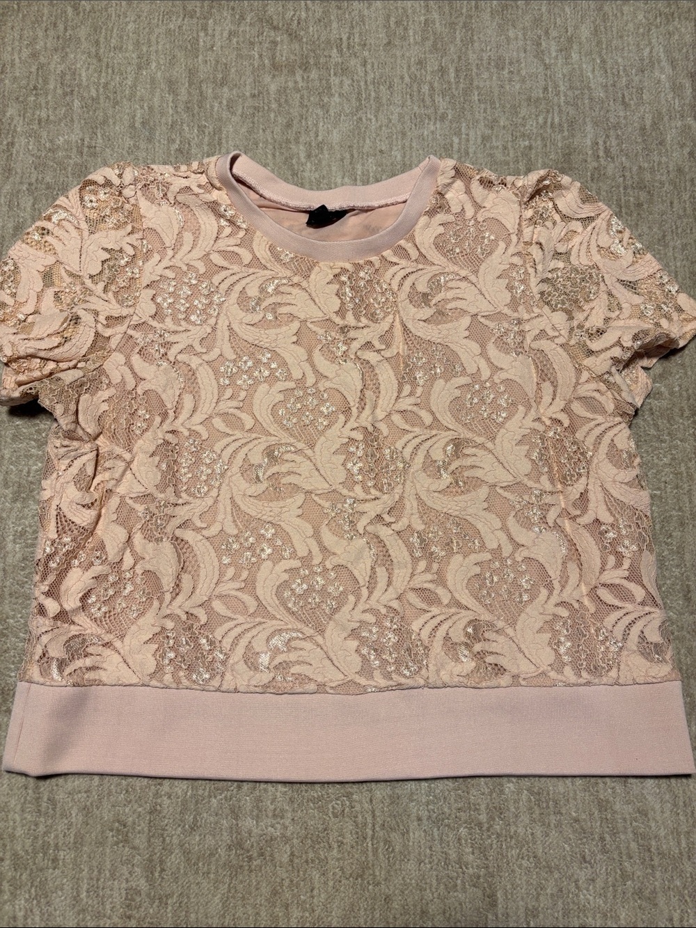 XXL blush pink peach lace top lined banded bottom Worthington